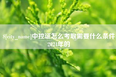 肥城中控证怎么考取需要什么条件2024年的